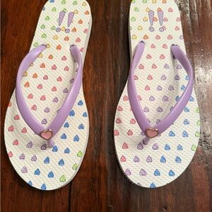 Purple and White Polka Dot Flip Flop Sandals
